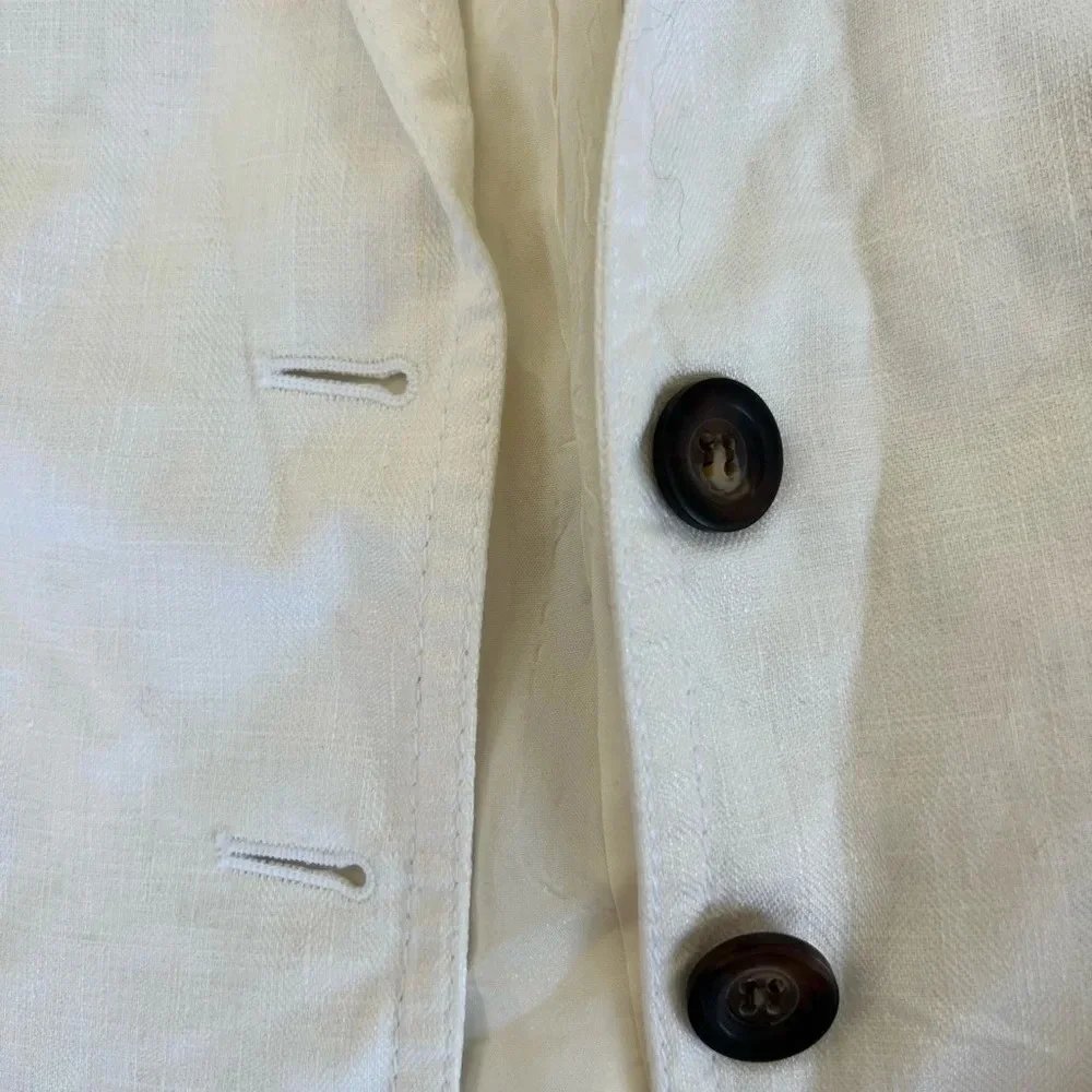 J Crew White 100% Linen Classic Suit Blazer | Size 0